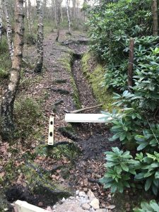 Rain erosion had turned the footpath into a gully